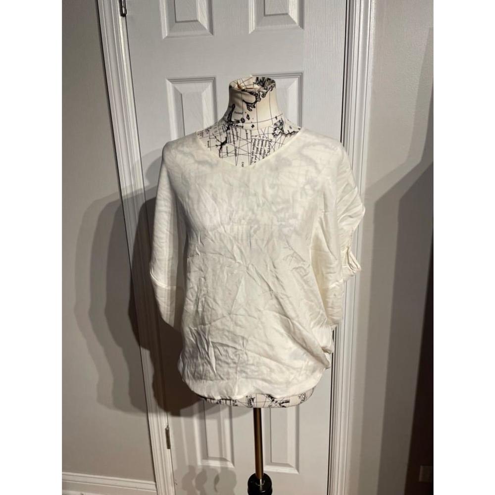 Vince Silk Dolman oversized minimalist modern coastal ivory blouse crop top S